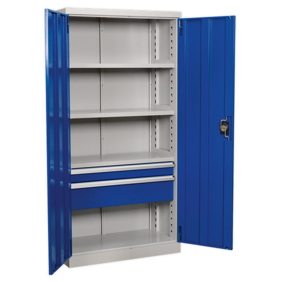 Sealey APICCOMBO2 Industrial Cabinet 2 Drawer 3 Shelf 1800mm