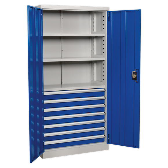 Sealey APICCOMBO7 Industrial Cabinet 7 Drawer 3 Shelf 1800mm