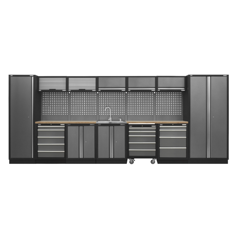 Sealey APMSSTACK17W Superline PRO® Storage System with Pressed Wood Worktop 4.9m