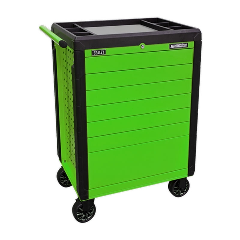 Sealey APPD7G Rollcab 7 Drawer Push-To-Open Hi-Vis Green