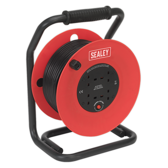 Sealey CR50/1.5 Cable Reel 50m 4 x 230V 1.5mm² Heavy-Duty Thermal Trip