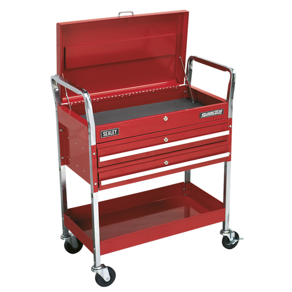 Sealey CX1042D Trolley 2-Level Heavy-Duty with Lockable Top & 2 Drawers