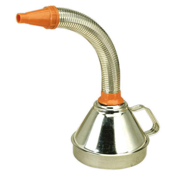 Sealey FM16F Funnel Metal with Flexible Spout & Filter Ø160mm