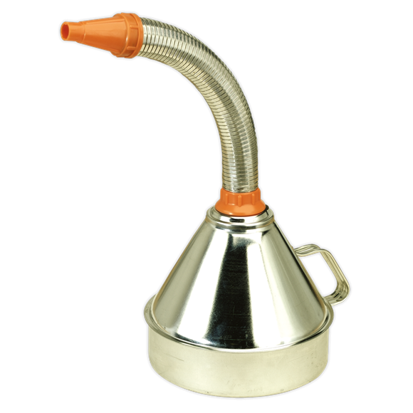 Sealey FM20F Funnel Metal with Flexible Spout & Filter Ø200mm