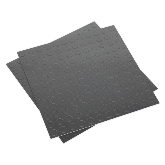 Sealey FT2S Vinyl Floor Tile with Peel & Stick Backing - Silver Coin Pack of 16