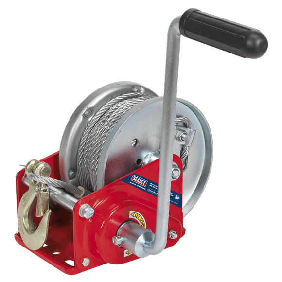 Sealey GWC2000B Geared Hand Winch with Brake & Cable 900kg Capacity