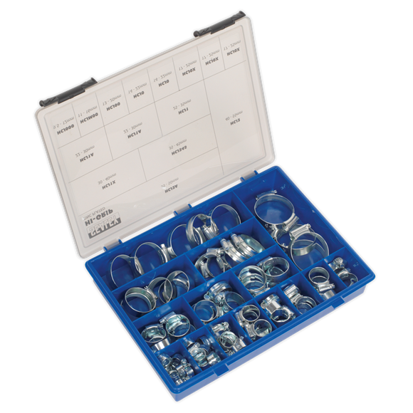 Sealey HCJ85AC HI-GRIP® Hose Clip Assortment 81pc Sizes Ø9.5-55mm
