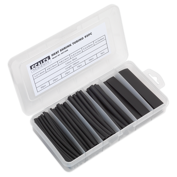 Sealey HST100B Heat Shrink Tubing Assortment 95pc 100mm Black