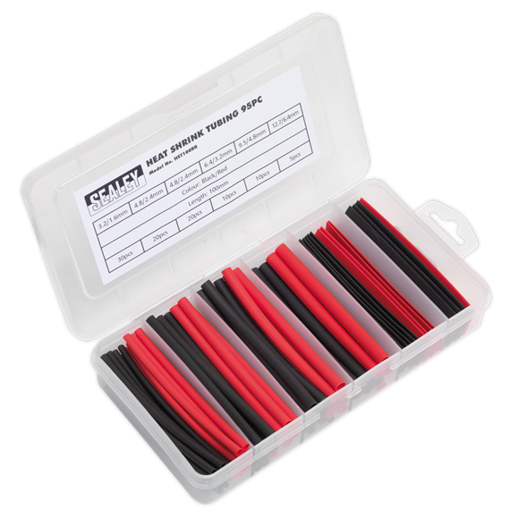 Sealey HST100BR Heat Shrink Tubing Assortment 95pc 100mm Black & Red