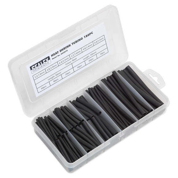Sealey HST501B Heat Shrink Tubing Assortment 180pc 50 & 100mm Black