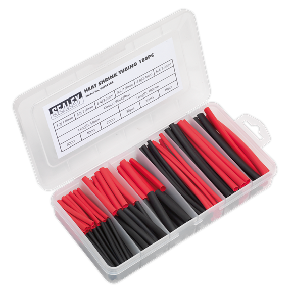Sealey HST501BR Heat Shrink Tubing Assortment 180pc 50 & 100mm Black & Red