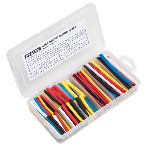 Sealey HST501MC Heat Shrink Tubing Assortment 180pc 50 & 100mm Mixed Colours