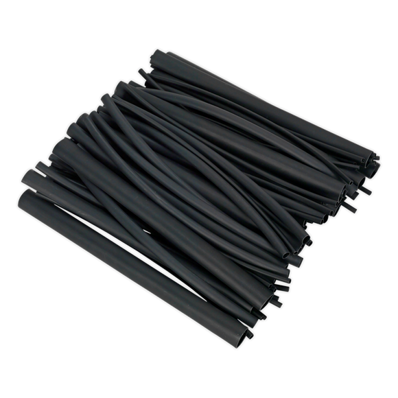 Sealey HSTAL72B Heat Shrink Tubing Assortment 72pc Black Adhesive Lined 200mm