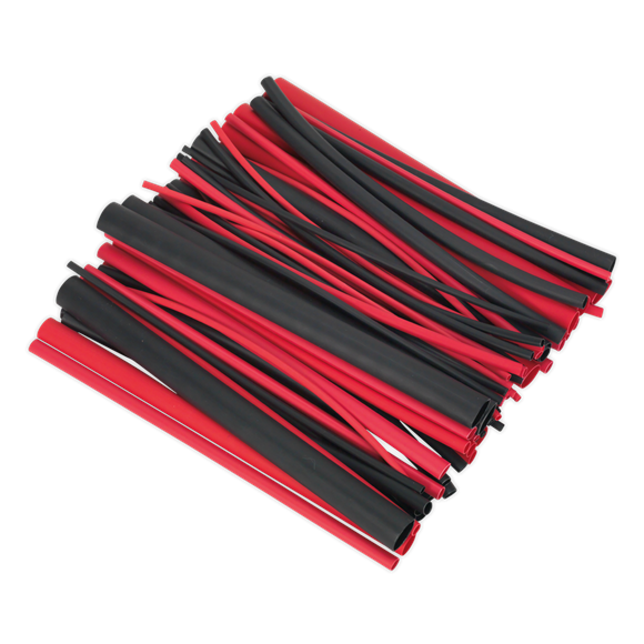 Sealey HSTAL72BR Heat Shrink Tubing Assortment 72pc Black & Red Adhesive Lined 200mm