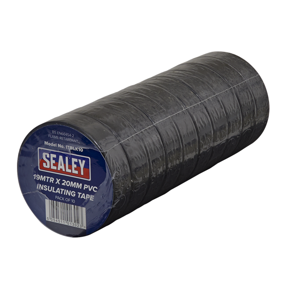 Sealey ITBLK10 PVC Insulating Tape 19mm x 20m Black Pack of 10