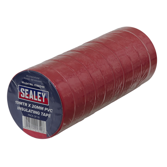 Sealey ITRED10 PVC Insulating Tape 19mm x 20m Red Pack of 10