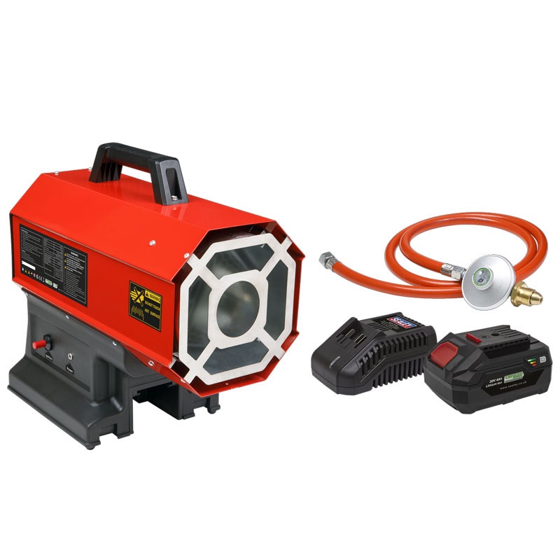 Sealey LP69CCOMBO 230V Space Warmer® Propane Heater with 20V 4Ah Kit