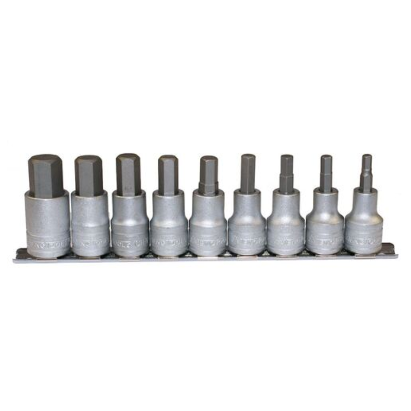 Teng 1/2in Drive M1212 Hex Socket Clip Rail Set, 9 Piece