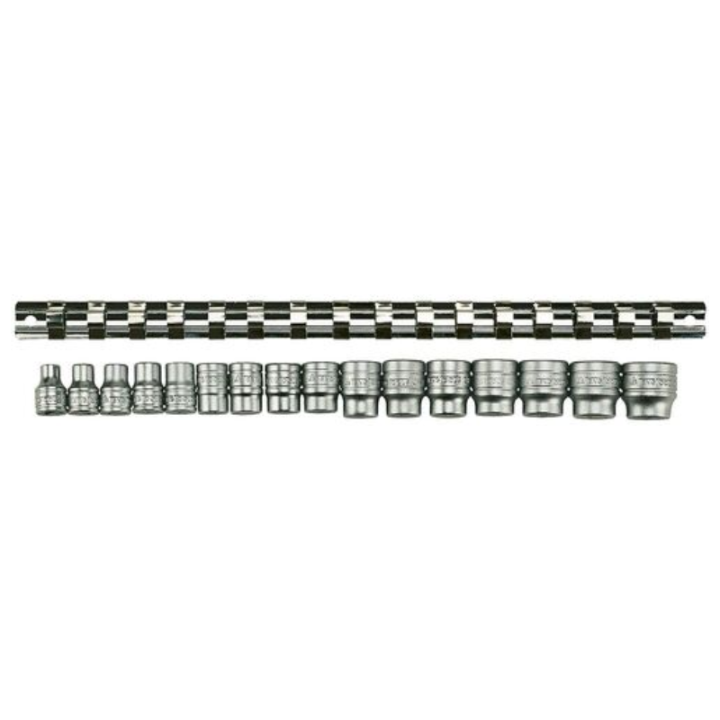 Teng M3816 Socket Clip Rail Set of 16 Metric 3/8in Drive