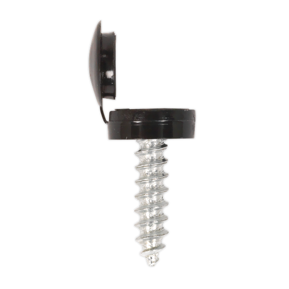 Sealey NPBK50 Numberplate Screw & Flip Cap 4.2 x 19mm Black Pack of 50