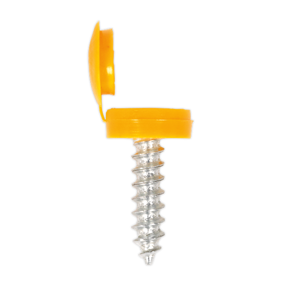 Sealey NPY50 Numberplate Screw with Flip Cap 4.2 x 19mm Yellow Pack of 50