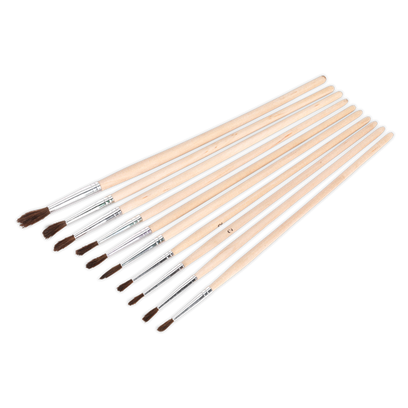 Sealey PB2 Touch-Up Paint Brush Assortment 10pc Wooden Handle