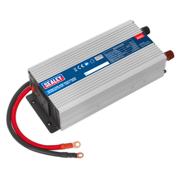 Sealey PSI1000 Power Inverter Pure Sine Wave 1000W 12V DC - 230V 50Hz