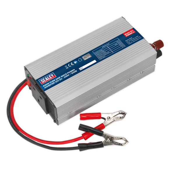 Sealey PSI600 Power Inverter Pure Sine Wave 600W 12V DC - 230V 50Hz