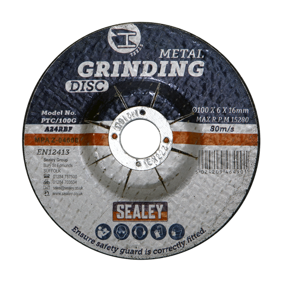 Sealey PTC/100G Grinding Disc Ø100 x 6mm Ø16mm Bore