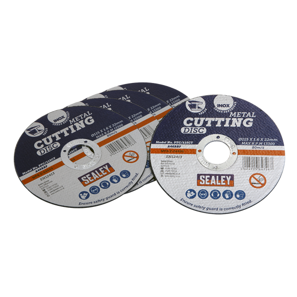 Sealey PTC/115CT5 Cutting Disc Ø115 x 1.6mm 22mm Bore Pack of 5