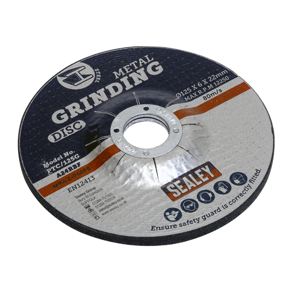 Sealey PTC/125G Grinding Disc Ø125 x 6mm Ø22mm Bore