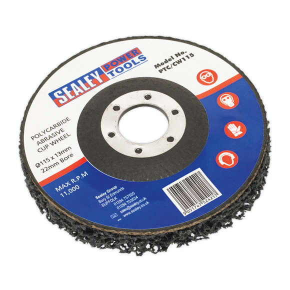 Sealey PTC/CW115 Polycarbide Cup Wheel Ø115 x 13 x Ø22mm