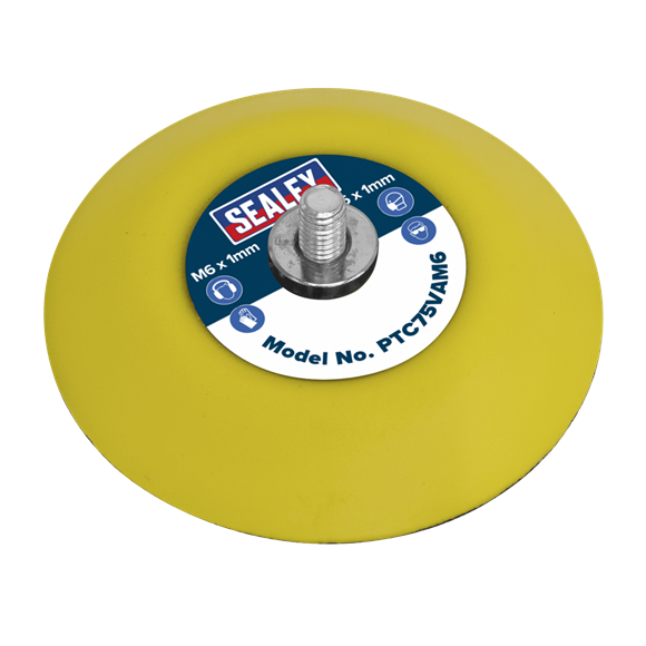 Sealey PTC75VAM6 Hook-and-Loop Backing Pad Ø71mm M6 x 1mm