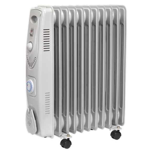 Sealey RD2500T Oil Filled Radiator 2500W/230V 11 Element with Timer