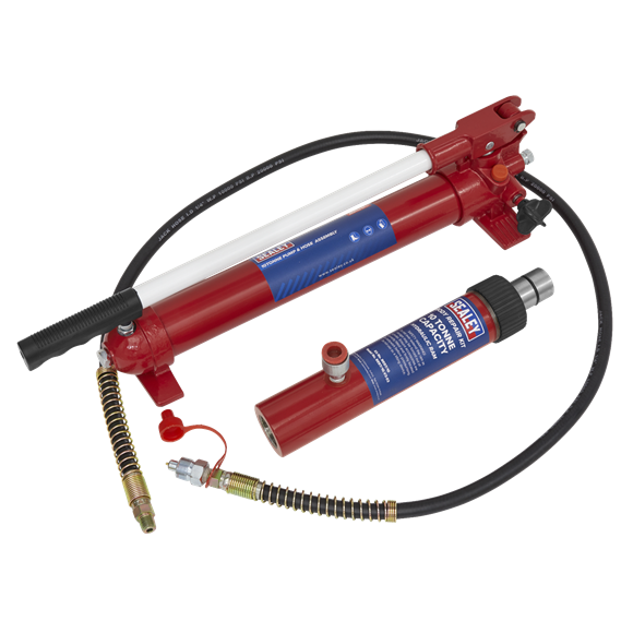 Sealey RE97.10-COMBO Push Ram with Pump & Hose Assembly - 10tonne