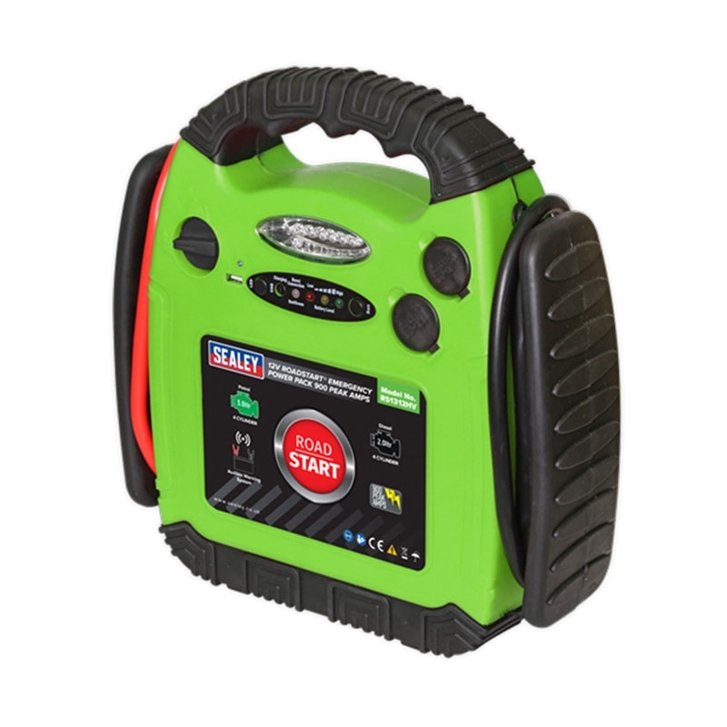 Sealey RS1312HV RoadStart Emergency Power Pack 12V 900 Peak Amps Hi-Vis Green