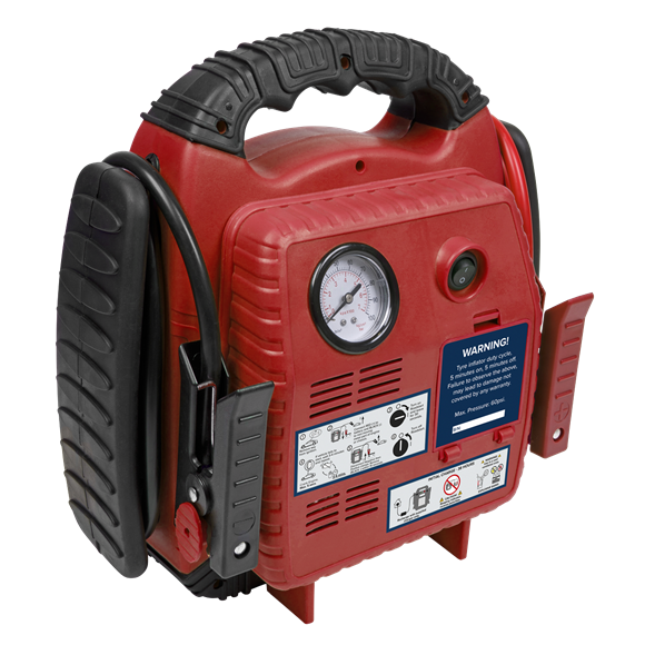 Sealey RS132 RoadStart® Emergency Jump Starter with Air Compressor 12V 900 Peak Amps