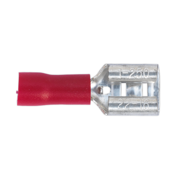 Sealey RT21 Push-On Terminal 6.3mm Female Red Pack of 100