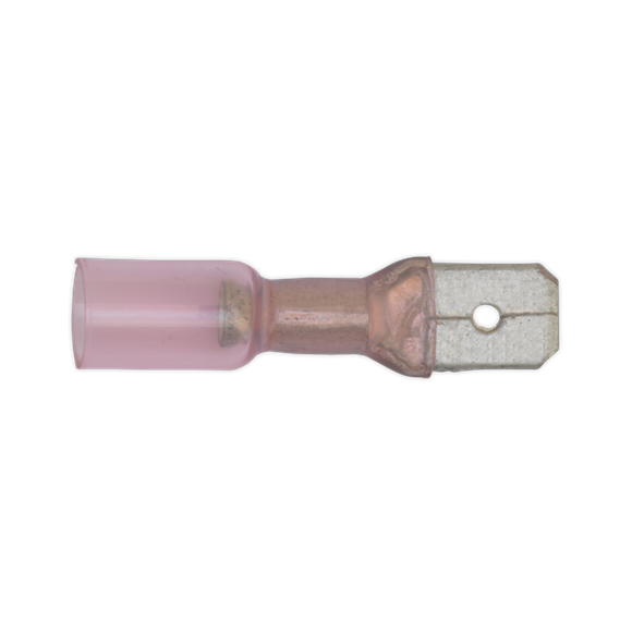 Sealey RTSPM25 Heat Shrink Push-On Terminal 6.3mm Male Red Pack of 25