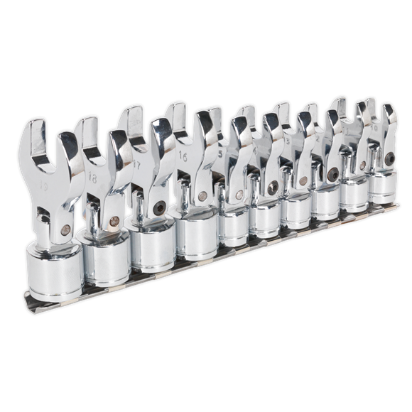 Sealey S01043 Flexible Crow's Foot Open-End Spanner Set 10pc 3/8