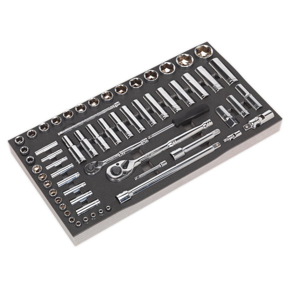 Sealey S01122 Tool Tray with Socket Set 62pc 1/4