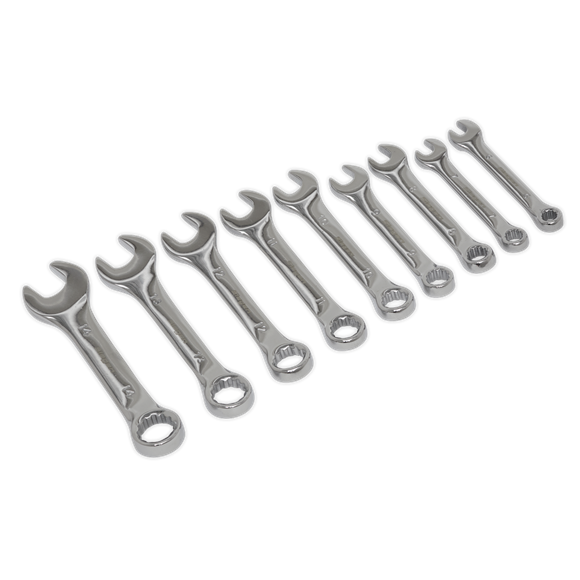 Sealey S01157 Stubby Combination Spanner Set 9pc - Metric