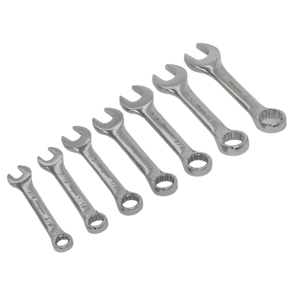 Sealey S01190 Combination Spanner Set 7pc Stubby Imperial