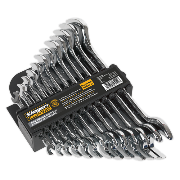 Sealey S0849 Double Open-End Spanner Set 12pc Metric