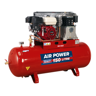 Sealey Air Compressor 150L Belt Drive Petrol Engine 6.5hp