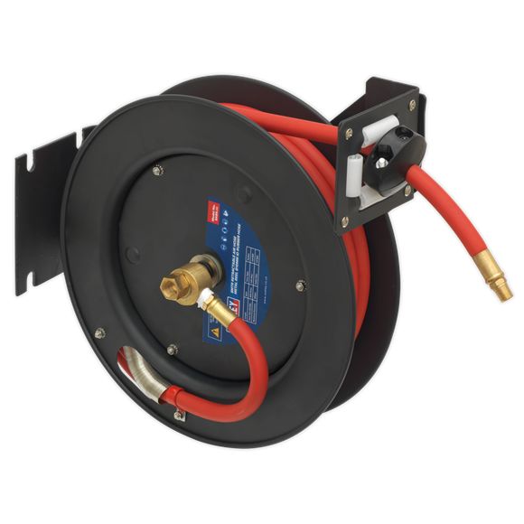 Sealey SA84 Retractable Air Hose Steel Reel 8m Ø10mm ID Rubber Hose
