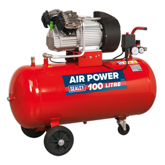 Sealey SAC10030 Air Compressor 100L V-Twin Direct Drive 3hp