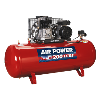 Sealey SAC1203B Air Compressor 200L Belt Drive 3hp with Cast Cylinders