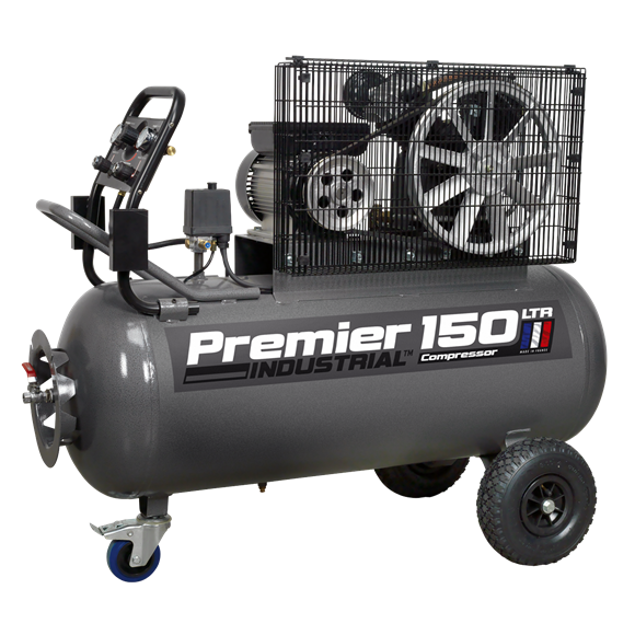 Sealey SAC3153B Air Compressor 150L Belt Drive 3hp with Front Control Panel