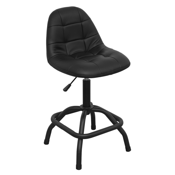 Sealey SCR01B Workshop Stool Pneumatic with Adjustable Height Swivel Seat & Back Rest